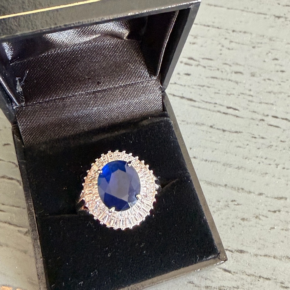 Blue Sapphire Halo Cocktail Ring